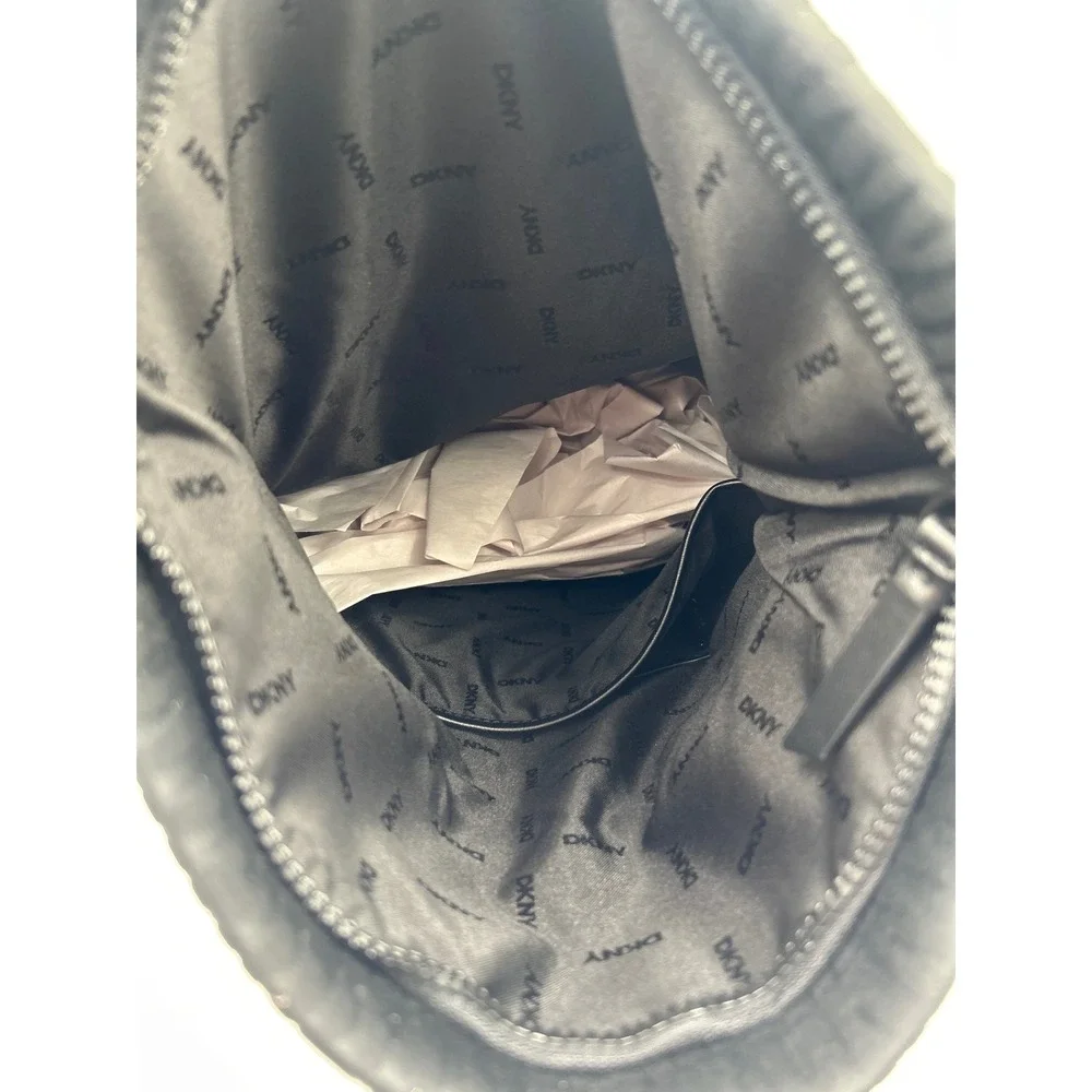 DKNY‎ Bryant Black Embossed Logo Foldover Backpack Handbag R13A3P11